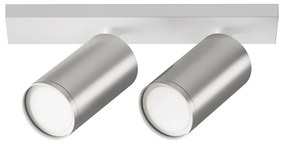 Aplica de perete / tavan cu 2 spoturi directionabile design tehnic Focus S alb, argintiu