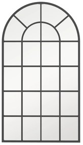 Oglindă arcuită pentru casă și birou cu suport de perete din sticlă groasă și metal, 62x2,5x110 cm, de culoare negru HOMCOM | Aosom Romania