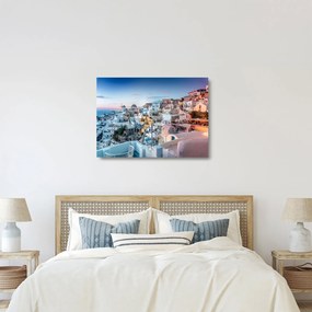 Tablou pe sticlă - Amurg în Santorini (70x50 cm)