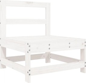 vidaXL Canapea de mijloc pentru grădină, alb, lemn masiv de pin