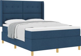 vidaXL Pat cu arcuri cu saltea albastru 140 x 190 cm țesătură