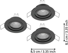 Eglo 902237 - Set 3x spoturi LED încastrate pentru baie BARRANCO, 1x GU10/4,5W/230V, IP44, negru