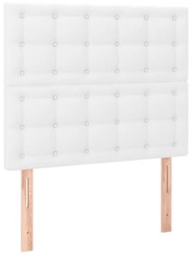 Cadru de pat cu tablie, alb, 120x200 cm, piele ecologica Alb, 120 x 200 cm, Nasturi de tapiterie
