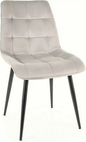 Scaun CHIC, gri deschis/negru, stofa catifelata/metal, 50x58x88 cm