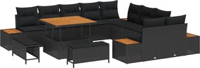 vidaXL Set de canapele pentru grădină 13 pcs Negru poliratan