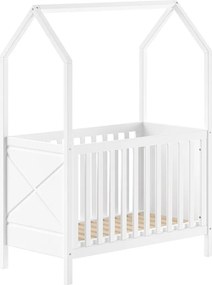 Pătuț alb din lemn de pin cu înălțime reglabilă 60x120 cm Scott – Vipack