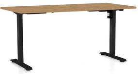 Masă înălțime reglabilă OfficeTech A, 160 x 80 cm, picioare negre, stejar piatra