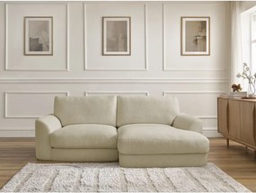 Colțar bej cu tapițerie din țesătură bouclé (cu colț pe partea dreaptă/cu șezlong) Leonore – Bobochic Paris