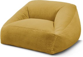 Fotoliu bean bag galben cu tapițerie din blană artificială Lilibet – Bobochic Paris