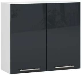 Dulap superior de bucătărie Ozara W80 H720 (alb + grafit lucios). 1071206
