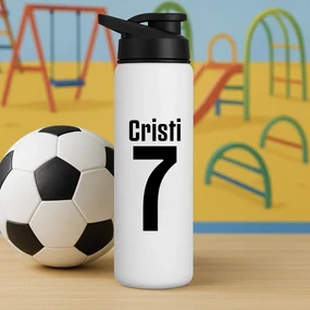 Sticla de apa personalizata cu nume si numar fotbalist