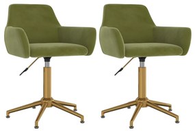331132 vidaXL Scaune de bucătărie pivotante, 2 buc., verde deschis, catifea