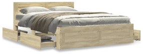 3295606 vidaXL Cadru de pat cu tăblie stejar sonoma 120x190 cm lemn prelucrat