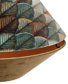 Lampă suspendată modernă bronz cu abajur dublu de catifea cu design de frunze și bej - Combi 1