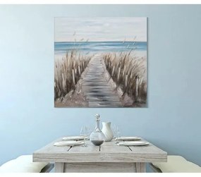 Tablou decorativ din panza si lemn de pin, 100 x 3,8 x 100 cm, Beach Mauro Ferreti