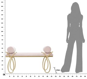 Bancheta Ribbon Pink, Mauro Ferretti, 112.5 x 49 x 53 cm, fier/poliester