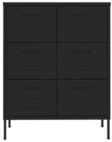 Dulap cu sertare, negru, 80x35x101,5 cm, otel Negru, 1, 1