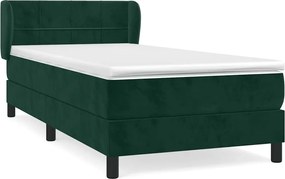 vidaXL Pat box spring cu saltea, verde închis, 100x200 cm, catifea
