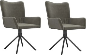 vidaXL Scaune de bucătărie pivotante, 2 buc, gri închis, catifea