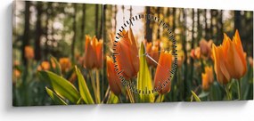 Tablou - florile lalelelor (cu ceas) (90x30 cm)