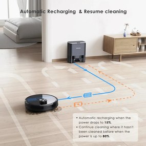 La mâna a doua: Robot aspirator cu statie de golire Lubluelu SL60 Plus, 42W, Mop, LiDAR, Wi-Fi, Alexa, Autonomie 120 min., 2600 mAh, Negru