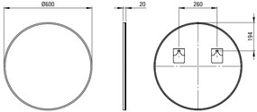 Oglinda rotunda Deante Round, 60 cm, rama negru mat