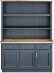 Bibliotecă lemn masiv natur Richmond Albastru/, 140 × 45 × 190 cm