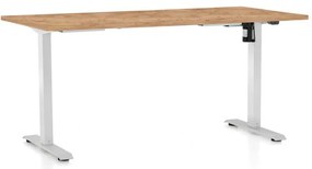 Masă înălțime reglabilă OfficeTech A, 160 x 80 cm, picioare albe, stejar kraft