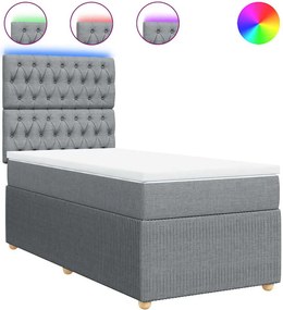 vidaXL Pat box spring cu saltea, gri deschis, 100x200 cm, textil