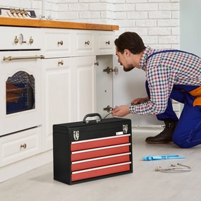 DURHAND Cutie Unelte Portabilă cu 4 Sertare, Organizator Metalic cu Blocare, pentru Atelier | Aosom Romania