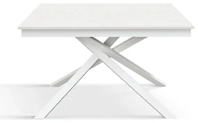 Masa Tiglio, blat extensibil pal laminat, picior metalic - BLAT ALB, PICIOR ALB - 120 cm / 80 cm