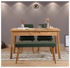 Set mobilier sufragerie Vlasta 4 (verde + pin atlantic) (pentru 4 persoane). 1093780