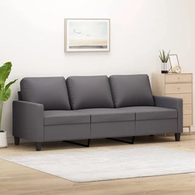 359144 vidaXL Canapea cu 3 locuri, gri, 180 cm, piele ecologică