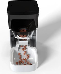 Dozator automat granule pentru caini si pisici MYNA , 5 L, Aplicatie Wi-Fi, Blocare buton, Hrana uscata, Alb/Negru