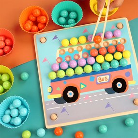 Puzzle cu bile, jucărie din lemn Montessori