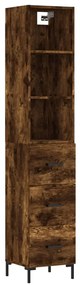3189706 vidaXL Dulap înalt, stejar fumuriu, 34,5x34x180 cm, lemn prelucrat