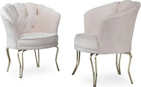 Fotoliu VIiena, scaun,bej-auriu, picioare  metal auriu, Homs