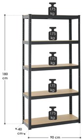 Jusky Set 2 rafturi - 180x90x40cm - gri