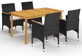 vidaXL Set mobilier de grădină, 5 piese, negru