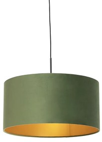 Lampă suspendată cu abajur din catifea verde cu auriu 50 cm - Combi