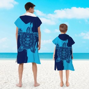 Set de poncho-uri de plaja INDIGO 2 bucati, albastru.