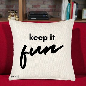 Perna Decorativa Keep It Fun, 40x40 cm, Crem Reliefat, Husa Detasabila, Perna Inclusa, BEKZ®