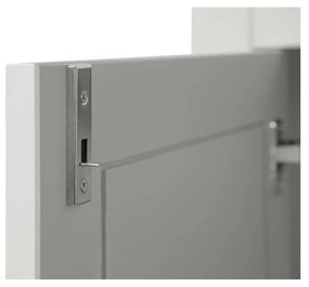 Comodă gri deschis înaltă din lemn de pin cu încuietoare 93x150 cm Eva – WOOOD