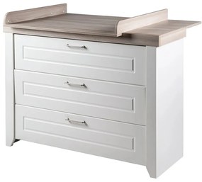 Comodă de copii albă joasă cu aspect de lemn de ulm cu masă de schimbat 120x98 cm Felicia – Roba
