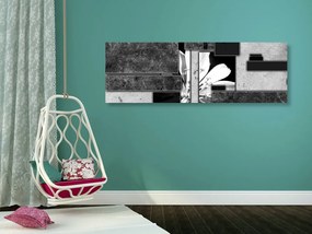 Tablou abstracție florală în design alb-negru