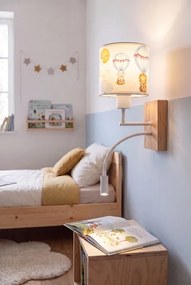 Brilagi - Lampă LED Flex. BOBO WOOD 1xE27/25W/230V + LED/3W stejar/alb/animăluțe