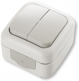 Intrerupator dublu, montaj aplicat, protectie IP54, gri, Palmiye Viko