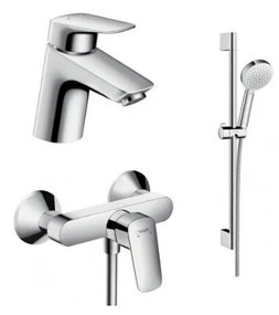 Set baterii Hansgrohe Logis 70 lavoar dus si set dus crom lucios