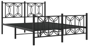 376145 vidaXL Cadru pat metalic cu tăblie de cap/picioare, negru, 135x190 cm