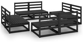 3075273 vidaXL Set mobilier de grădină, 8 piese, negru, lemn masiv de pin